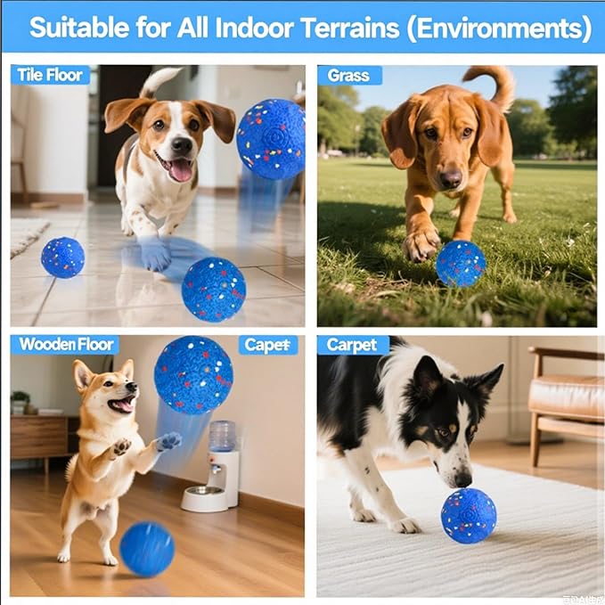 2025 Upgraded Interactive Dog Toys for Aggressive Chewers,E-TPU Interactive Dog Balls Moving Dog Toys to Keep Them Busy,Dogs Chew Toys for Dogs,Automatic Rolling Activated Dog Toy Ball Pet Supplies