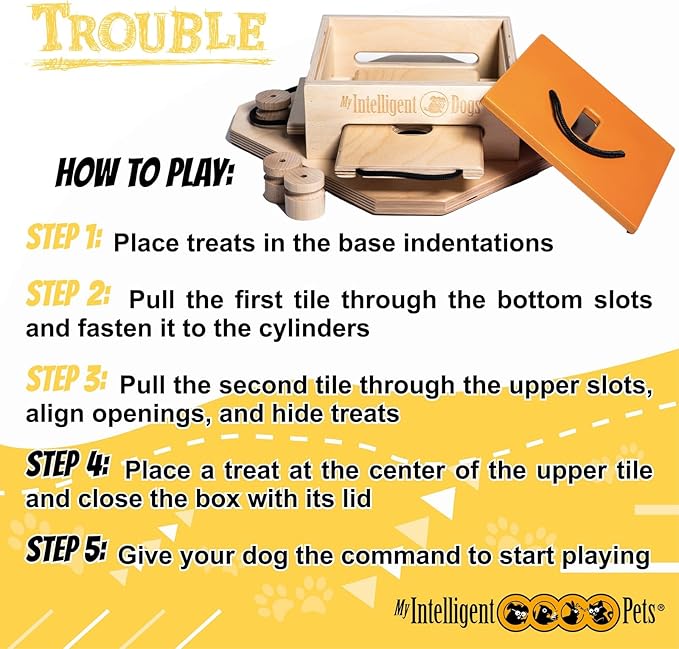 Trouble - Interactive Dog Puzzle Toy, Engaging Brain Game for Mental Stimulation and Enrichment