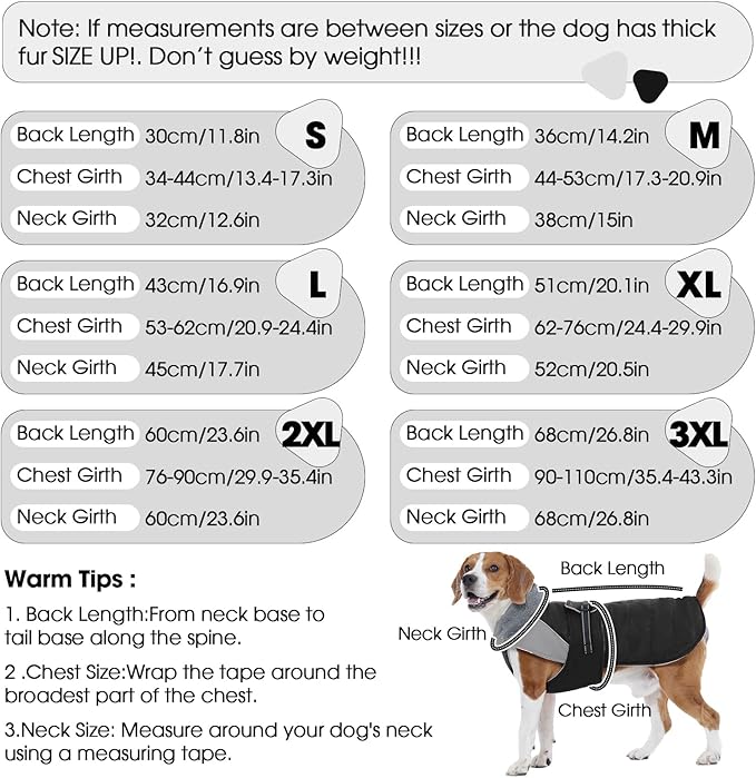 Nanaki Warm Fleece Lined Winter Coat Jacket Vest For Dogs, Waterproof Reflective Dog Snowsuit With Leash Hole, Furry Collar Medium Puppy Coat for Outdoor Walking Hunting, Easy On Pet Snowsuit Black XL