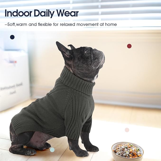 IECOii Extra Large Dog Sweater 4XL,Thermal Warm Dog Sweaters for Giant Breed Dogs,Turtleneck Knitted Knitwear for Pet Winter,Stretchy&Easy On Doggy Sweatshirt for Doberman,Great Dane(Grey,XXXXL)