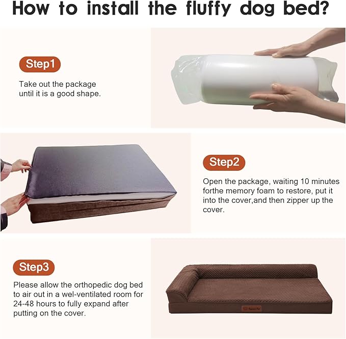 Orthopedic Dog Bed Medium Size Dog, Memory Foam Pet Bed for Small and Medium Dogs, Washable Removable Cover, Nonskid Bottom, Waterproof, 30x20x6 Inches, Brown Grey