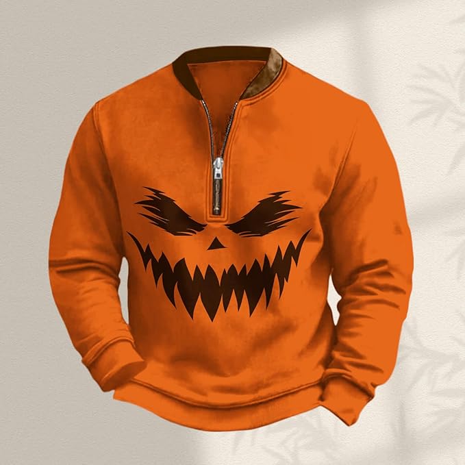 HOTYD Aztec Cowboy Jacket Men Vintage Bullhorn Printed Oversized Western Sweatshirt Long Sleeve Quarter Zip Pullover