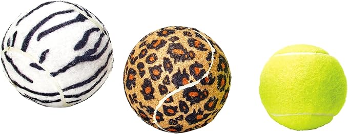 Tourna 5-Inch Large Tennis Squeaker Ball Fun Animal Print Dog Toy for Large Dogs
