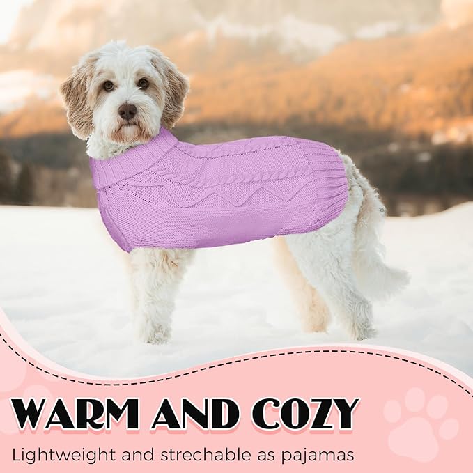Dog Sweaters for Small Medium Large Dogs Girl, Soft Warm Turtleneck Pup Dogs Shirt, Double Knitting Collar for Outdoor Playing, Warm Dog Clothes (XS,Purple)