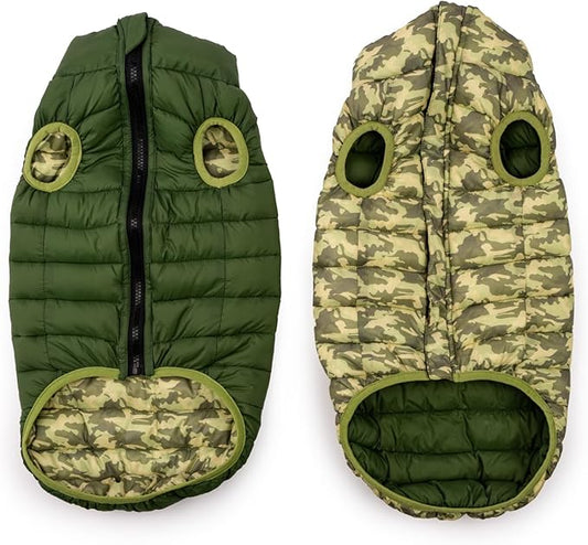 Winchester Pet Premium Reversible Dog Puffer Vest, Green, Medium