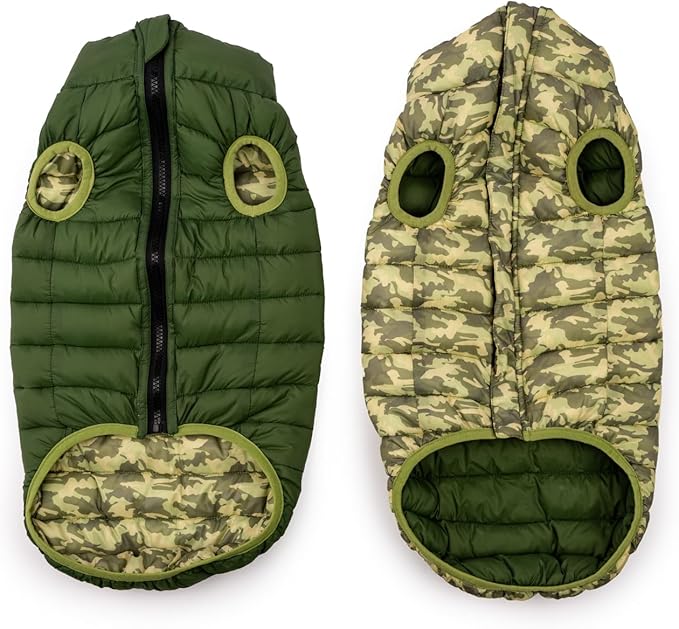 Winchester Pet Premium Reversible Dog Puffer Vest, Green, Extra Large
