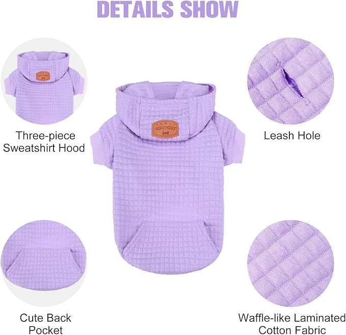BEAUTYZOO Dog Sweaters for Large Dogs Girls Boys, Warm Winter Dog Hoodie Sweatshirt with Pocket & Leash Hole,Soft Waffle-Like Laminated Cotton Pet Clothes for Big Breeds Indoor Outdoor Cold Weather