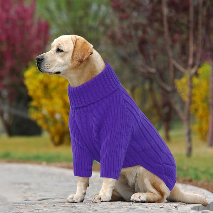Dog Sweater, Dog Sweaters for Large Dogs Girl Boy, Large Dog Sweatshirt, Turtleneck Thick Warm Dog Sweater, Doggie Christmas Sweater, Pet Sweatshirt Clothes Outfit Fall Knit Pitbulls (Purple L)