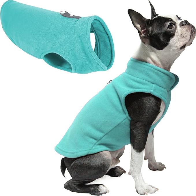 Gooby Fleece Vest Dog Sweater - Turquoise, Small - Warm Pullover Fleece Dog Jacket with O-Ring Leash for Small to Medium Dogs