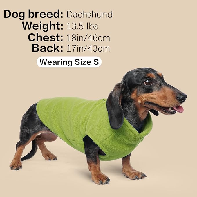 FUAMEY Dog Fleece Vest for Large Dogs,Warm Stretchy Dog Sweatshirts Pullover with Leash Hole Dogs Sweater Soft Pet Turtleneck Cozy Pet Vest Lightweight Sleeveless Green L