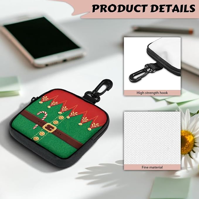 KEIAHUAN Christmas Treat Pouch for Dog Training Portable Pet Training Treat Bag with Metal Clasp & Carabiner, Pet Feed Snack Reward Pocket, Dog Poop Bag Holder, Small Coin Purse, Ugly Xmas Elf