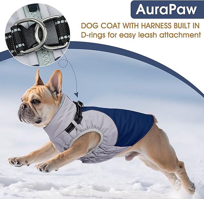Dog Coat for Large Dogs,XXXL Waterproof Dog Jacket with Collar Built in,Reflective Winter Jacket with Fleece Lined Warm Cold Weather Coats for Extra Large Dogs,Pet Snow Jacket Suit,Blue,3XL