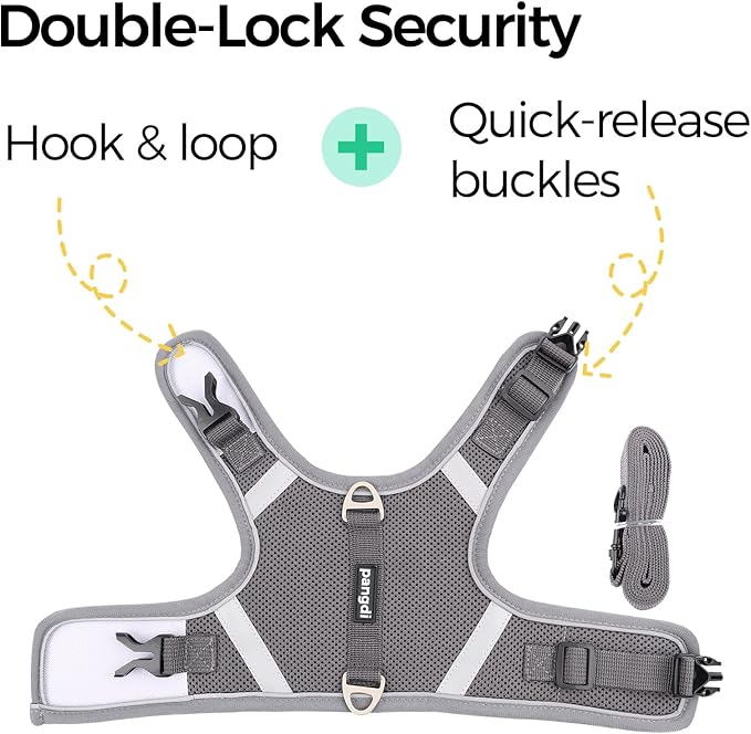 Cat Harness and Leash Escape Proof Kitten Harness Cat Leash for Walking Travel Service Cat Vest, Grey, XX-Large
