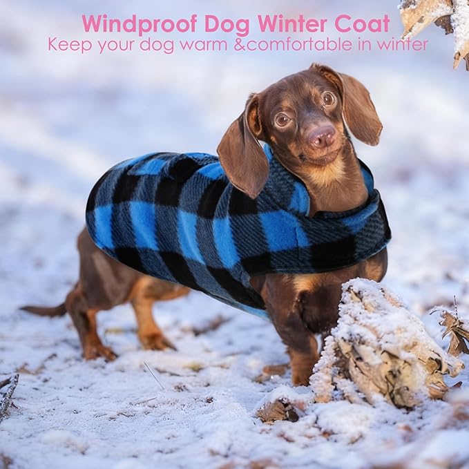 AOFITEE Dog Coat Plaid Dog Winter Coat for Large Dogs, Warm Dogs Jacket Christmas Sweater, Waterproof Pet Puffer Jacket, Reversible Pet Cold Weather Coats for Small Medium Large Pets, Blue XXL