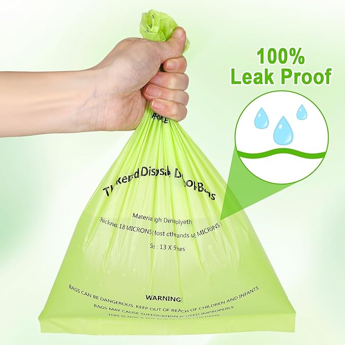 Dog Poop Bags with Dispenser, Unscented, 9 x 13 inch, Guaranteed Leak Proof, Extra Thick Waste Bag Refill Rolls (NavyBlue (105-Bags, 1-Dispenser))