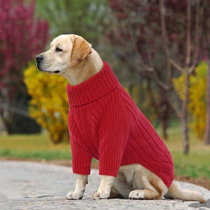 XXXL Dog Sweater for Giant Breed, Warm Winter Fall Dog Sweaters for Dog Girls Boys, Turtleneck Dog Knitwear, Doggie Christmas Sweater, Pet Sweatshirt Clothes Outfit Knit Boxer (Red XXXL)