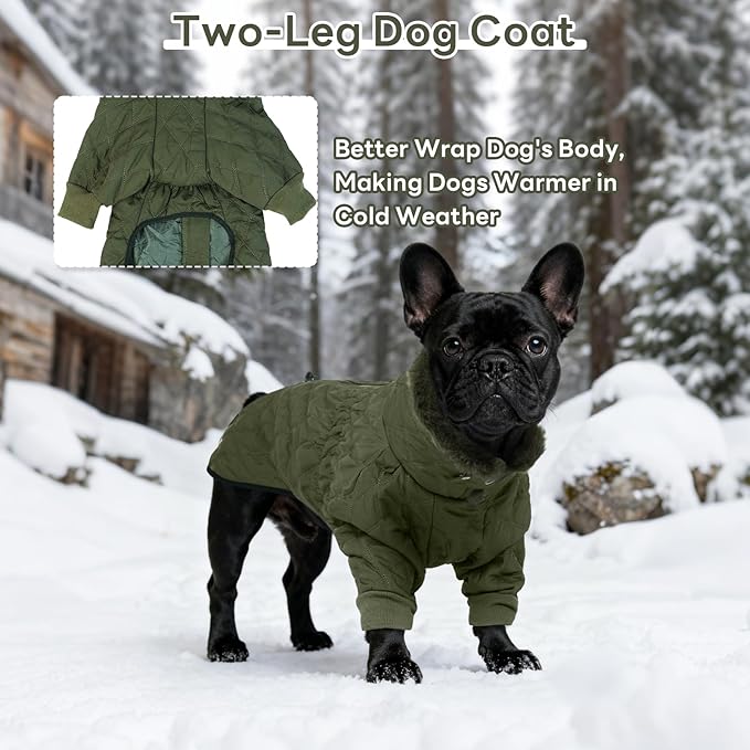 IDOMIK Dog Winter Coat for Large Dogs, Warm Dog Winter Jacket with Fleece High Collar, Zippered Cold Weather Coats for Dogs, Waterproof Doggy Snow Jacket Clothes,Green,L
