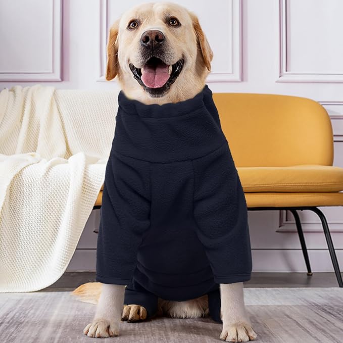ROZKITCH Fleece Dog Pajamas, Pet Windproof Warm Cold Weather Jacket Vest Cozy Jumpsuit Apparel Outfit Clothes for Small Dog Walking Hiking Sleep Blue 2XS