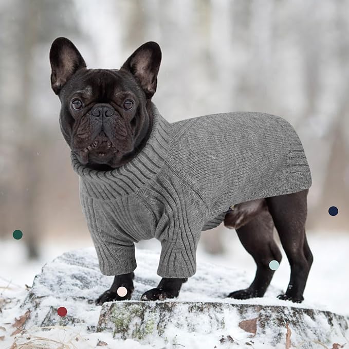 IECOii Extra Large Dog Sweater 4XL,Thermal Warm Dog Sweaters for Giant Breed Dogs,Turtleneck Knitted Knitwear for Pet Winter,Stretchy&Easy On Doggy Sweatshirt for Doberman,Great Dane(Light Grey,XXXXL)