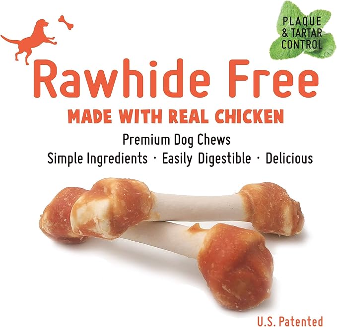 Premium Dog Chew Bones for Small Dogs, Rawhide Free, Grain Free, Made with Limited Ingredients, Delicious Mini 18pcs/Pack x 2packs