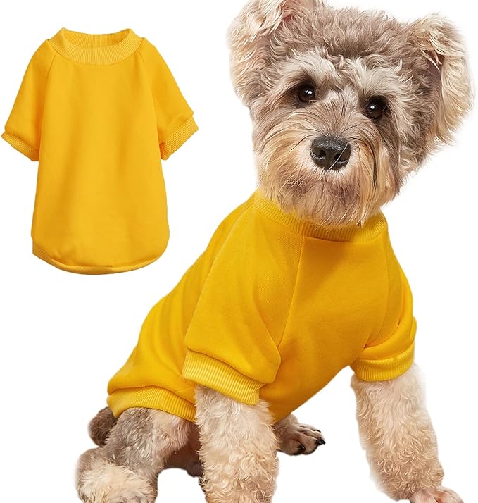 Puppy Sweater for Small Dogs Clothes Warm Winter Cat Clothe Pet Sweatshirt Knitwear Doggie Kitten Clothing, Yellow, XX-Small