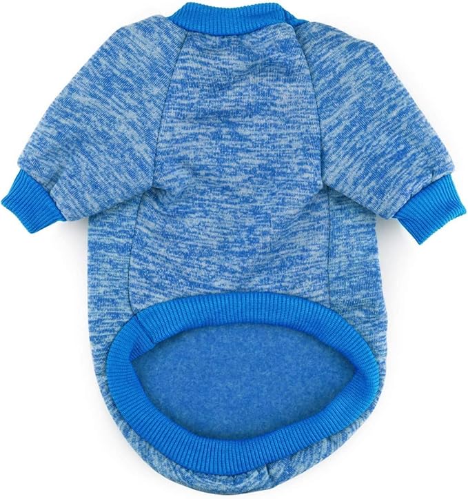 Idepet Pet Dog Classic Knitwear Sweater Soft Fleece Dog Coat Thickening Warm Pup Dogs Shirt Winter Pet Dog Cat Clothes Puppy Customes Clothing for Small Dogs (XXS, Blue)