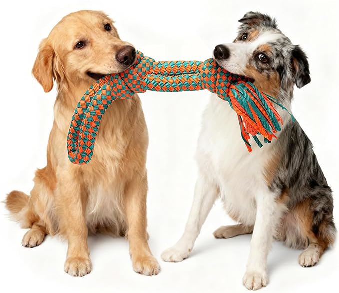 Heavy-Duty Dog Rope Toy — 6-Knot Super-Strength Fiber Tug Rope, Ideal for Powerful Chewers The First Super-Fiber Durable Chew Toy, Specifically Designed for Large and Medium-Sized Dogs (Small)