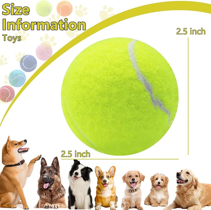 Swingers Squeaky Tennis Balls for Dogs,2.5 inch Training Tennis Balls,Exercise Ball for Pet Dog with Mesh Carry Bag Easy to Transport (Yellow, 6 Pack)