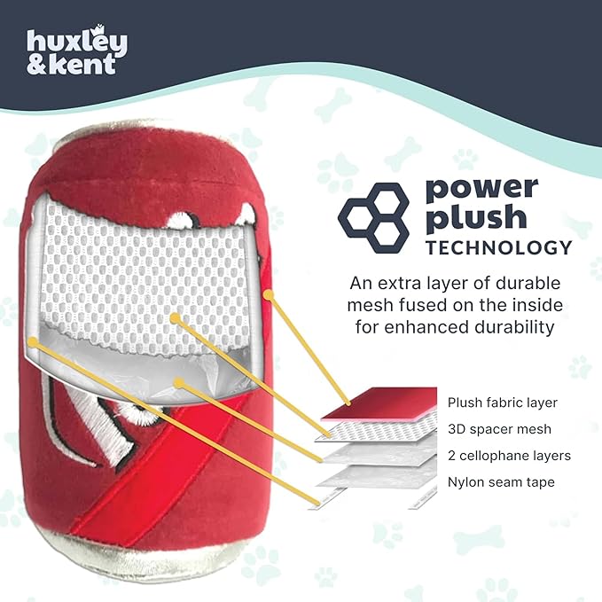Huxley & Kent Funny Dog Toy w/Squeaker – Power Plush Squeaky Dog Toys for Small, Medium & Large Dogs – Soft Stuffed Animal for Indoor Play & Fetch - Football Bone, Small