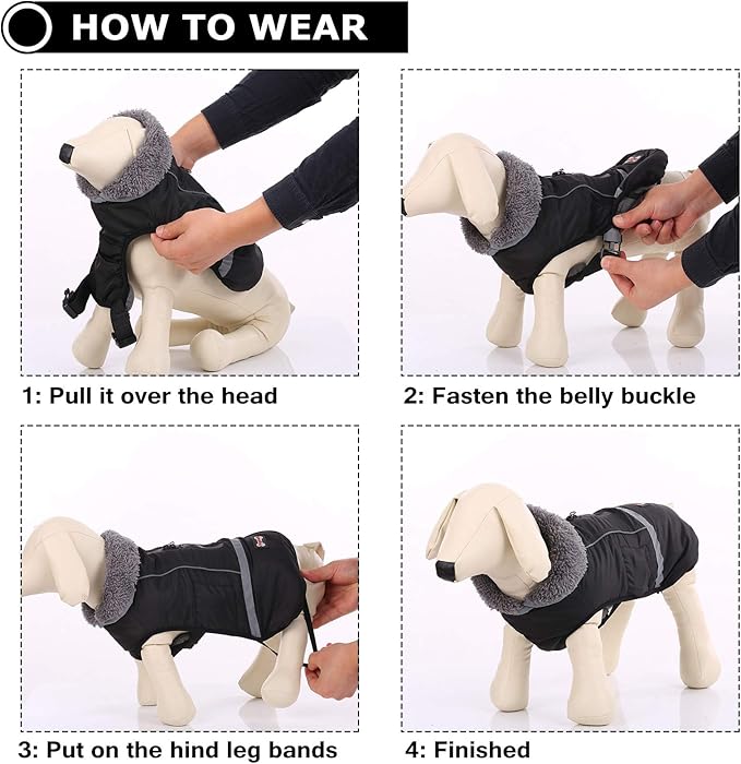 QBLEEV Warm Dog Coat Reflective Dog Jacket, Waterproof Dog Winter Coat Turtleneck Dog Clothes for Cold Weather, Thick Fleece Dog Snowsuit Christmas Dog Vest Pet Apparel for Small Medium Large Dogs 3XL