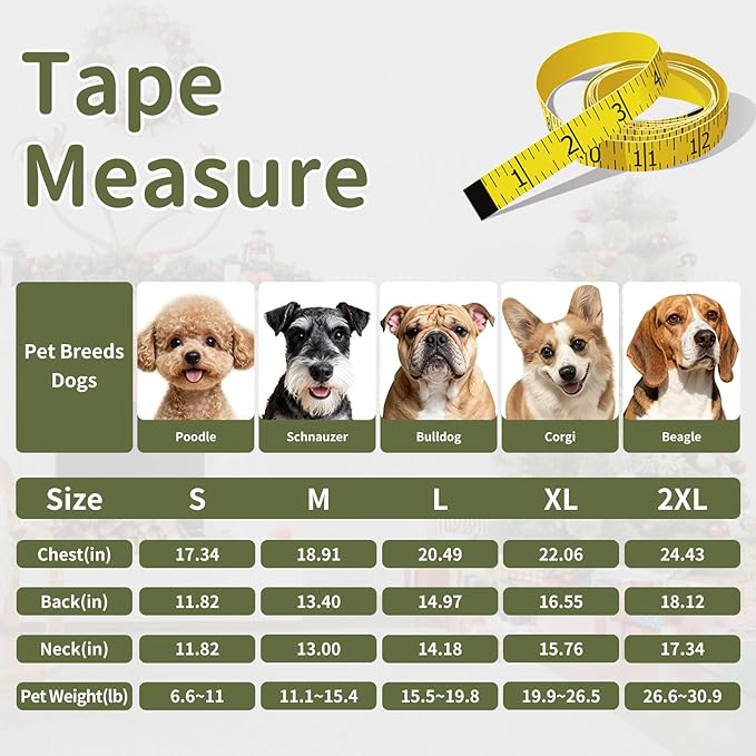 Dog Winter Coat for Small & Medium Dogs (Up to 31lb), Waterproof Dog Coat with Harness, Puppies Windproof Puppy Puffer Jacket, Snowsuit for Dachshund,Frenchie, Corgi (Classic Green, XLarge)