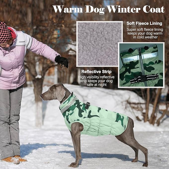 Lelepet Warm Dog Winter Coat Dog Coats for Large Dogs Waterproof Dogs Jacket with Harness Built in Reflective Cold Weather Coats Windproof Zip-Up Winter Fleece Vest Snowsuit Boxer Labrador XL