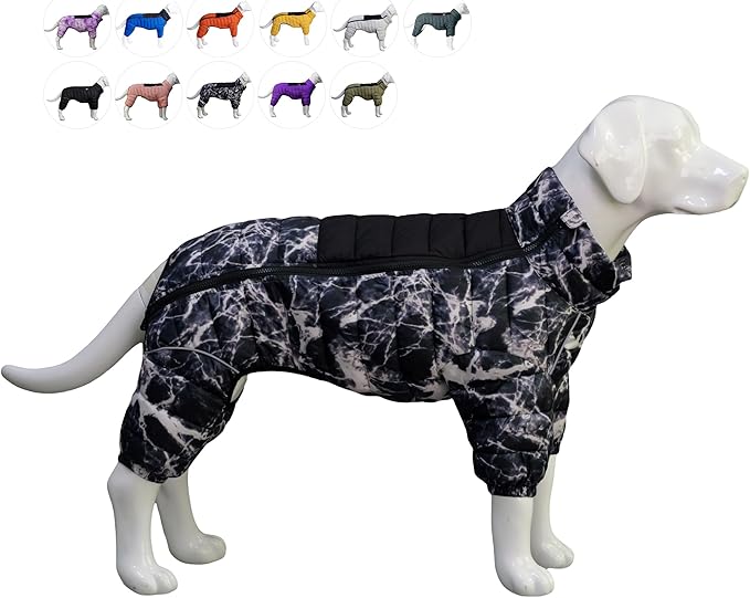 Dog Coat Dog Warm Jacket, 4 Legs Covered Waterproof Windproof Reflective Warm Dog Vest, Zippered Adjustable Outdoor Dog Snow Jacket for Small Medium Large Dogs micai-Black XXXL