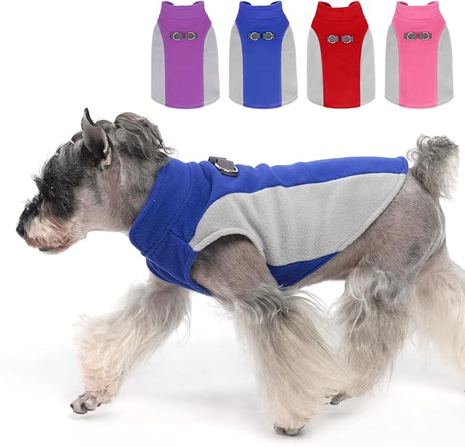 KOOLTAIL Small Dog Sweater - Dog Fleece Vest Jacket with Leash D-Ring for Small Medium Dogs, Soft Pullover Winter Warm Cold Weather Coats, Pet Fall Clothes Outfit for Puppy Cat Boys&Girls, Blue XS
