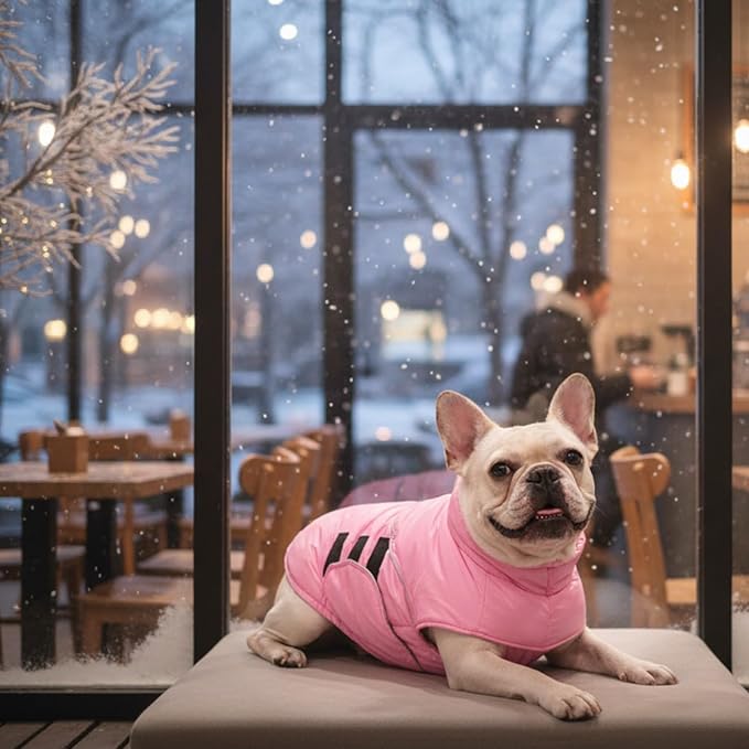 ASENKU Extra Warm Dog Coat - Winter Fleece Jacket with Reflective Adjustable Zippered Leash Hole for Medium Dogs (Pink, L)