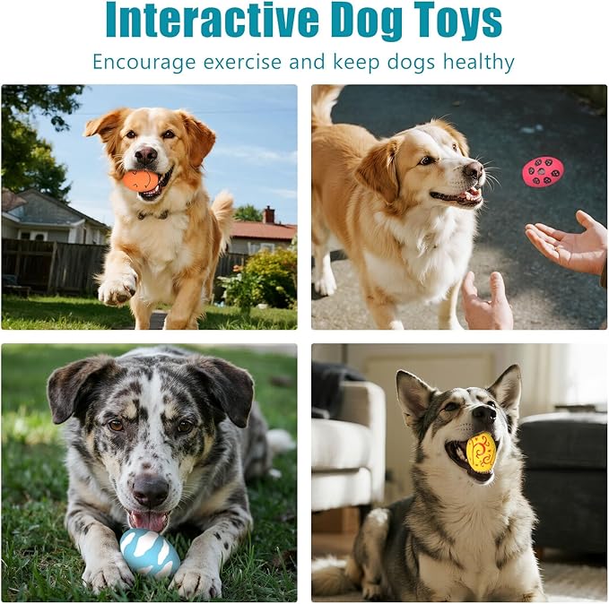 Dog Toys, Squeaky Latex Rubber Bouncy Balls, Squeaky Egg Dog Toys Balls, 6 Pack Interactive Squeak Dog Toy Set for Medium Large Breeds Dogs (6 Pack, Medium)