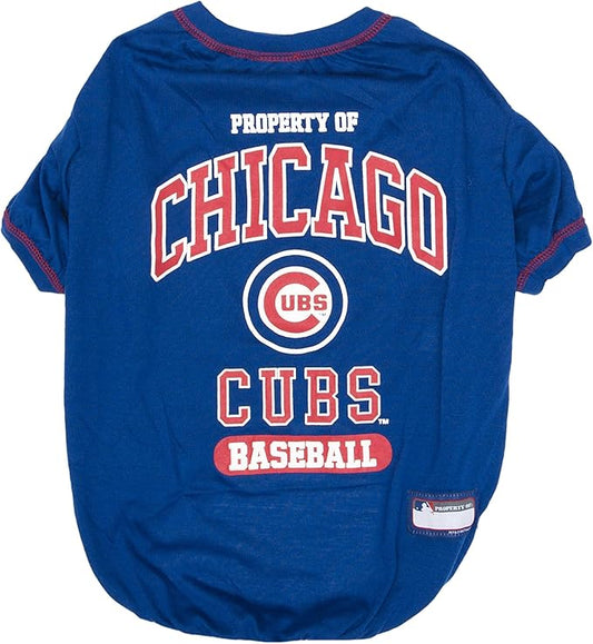 MLB Chicago Cubs Dog T-Shirt, X-Large. - Licensed Shirt for Pets Team Colored with Team Logos. - Premium Stretchable Materials for The Comfort of Your Dog & cat.