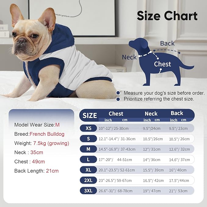 Fleece Lining Extra Warm Dog Hoodie in Winter for Large Dogs Jacket Pet Coats with Hooded,Beige and Blue XL