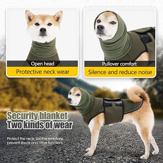 Dog Anxiety Vest,Pet Calming Hoodie Breathable Dog Anti-Anxiety Jacket for Thunder Fireworks and Separation,Green S