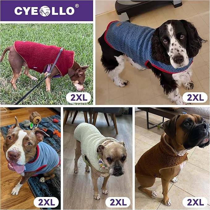 cyeollo Warm Dog Coat Fleece Sherpa Winter Sweater Coats, Turtleneck Jacket Vest for Small Medium Large Dogs with Leash Hole, Soft Reversible Dog Coats for Cold Weather, Green, XXL