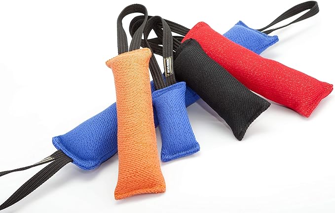 Dingo Gear French Linen tug Toy for Dog, Dog Bumper for Training, Agility, tug of war, Dog bite Pillow for Strong Dog, 1handle 18" red S00065