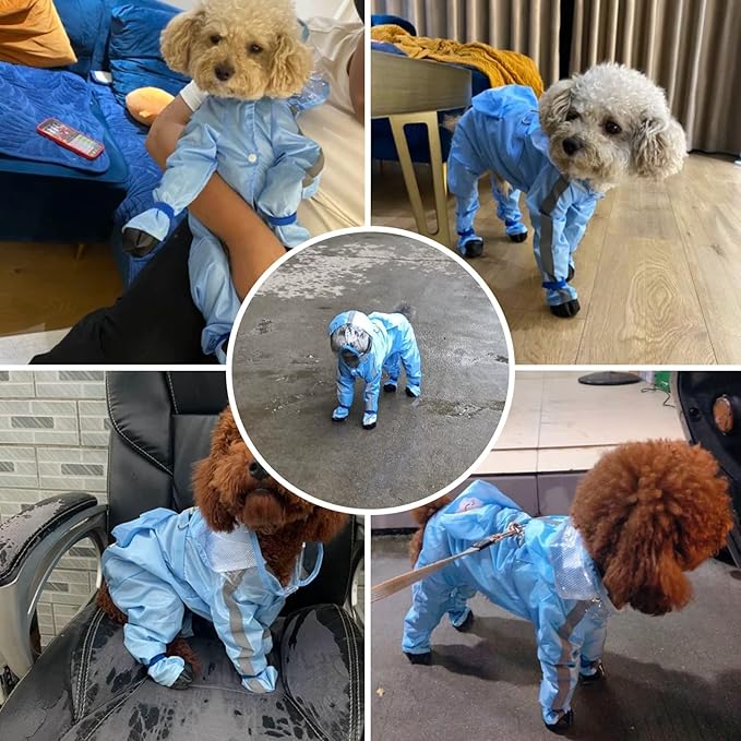 Full Coverage Small Dog Raincoat, Waterproof with Four-Leg Protection, Ideal for Teddy Bears, Includes Waterproof Mini Backpack (Yellow, X-Small(Suggest Weight 1.3-3.3lb))