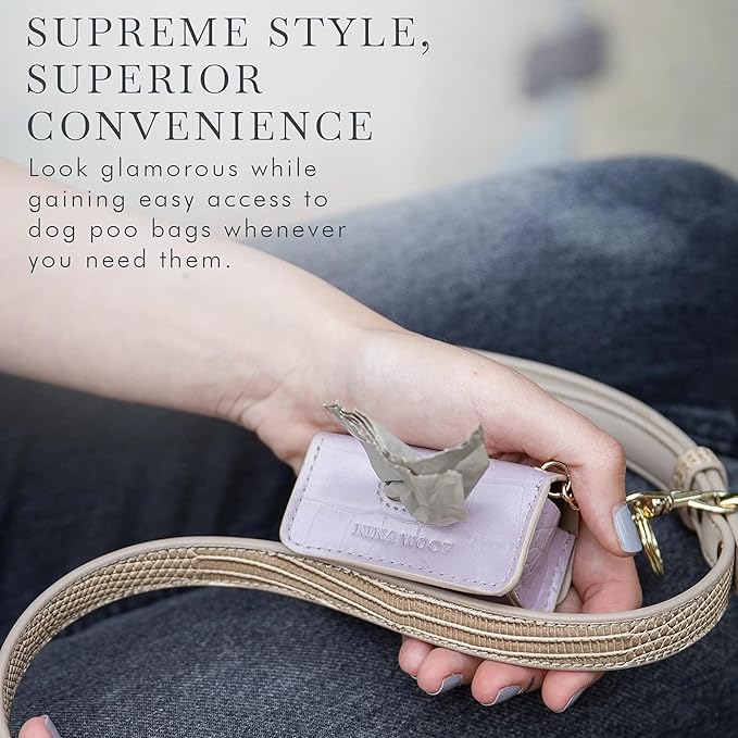 NINA WOOF Leather Poop Bag Holder- Versatile Vegan Leather Waste Bag Holder for Dog Poop, Accessories, & Leash, Reusable Pet Waste, Trash, Pet Diaper & Poop Bags Small Pouch Holder (Red)