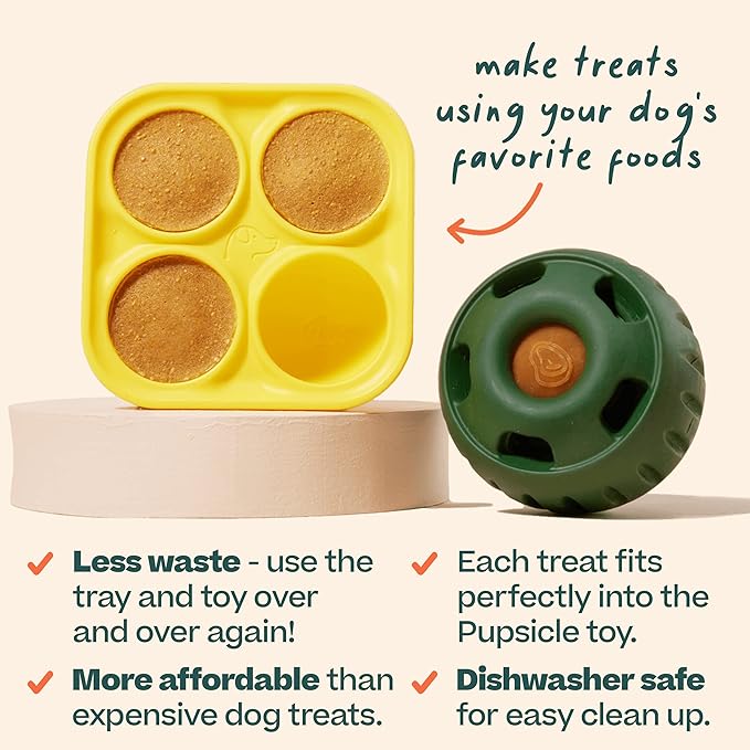 WOOF Pupsicle Treat Tray Mold, Large 25-75lbs, Silicone Molds for Dog Treats, Dishwasher Safe, Reusable Treat Tray, Freeze Refill Treats For The Pupsicle Toy