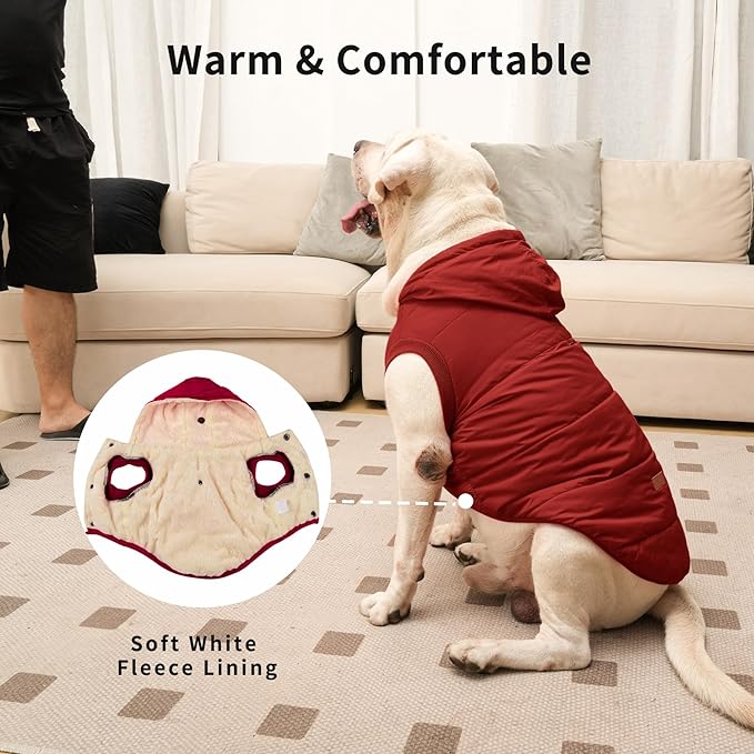Dog Hoodie in Winter for Medium Dogs Jacket Pet Coats with Hooded, Red L
