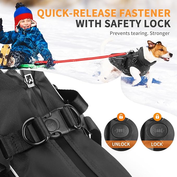 Dog Winter Coat Reflective Water-Resistant Jacket, Fleece Lined Windproof Puppy Coat with Back Zipper & D-Ring, Cold Weather Dog Coats for Small Medium Large Dogs (S, Black)