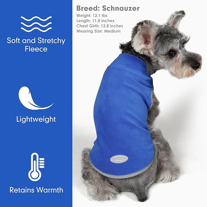cyeollo 2 Pack Fleece Dog Sweater Pullover Dog Sweatshirt Reflective Lightweight Sweaters Doggie Clothes for Small Dogs Boy Girl Pet Apparel Blue, Mist Blue, L