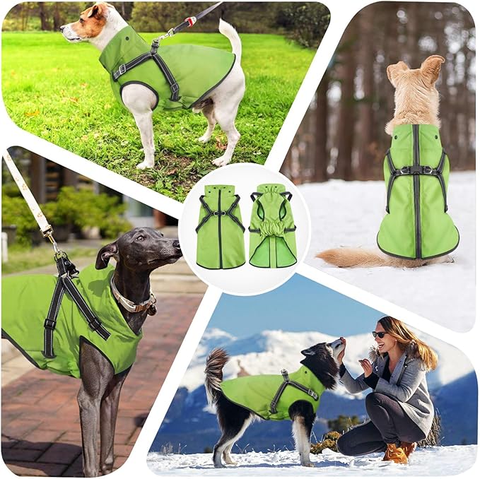 Mosucoirl Dog Raincoat Waterproof Dog Hoodie Reflective Dog Raincoat Hooded Adjustable Rain Jacket for Small Medium Large Dogs Puppies (Green, S)