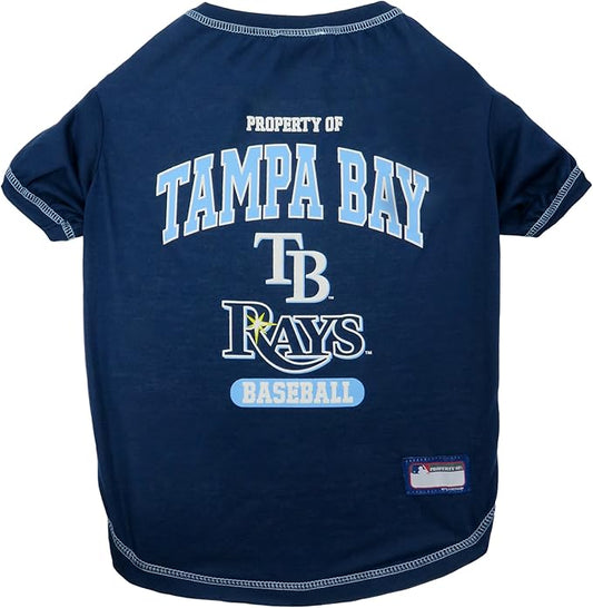 MLB Tampa Bay Rays Dog T-Shirt, X-Small. - Licensed Shirt for Pets Team Colored with Team Logos. - Premium Stretchable Materials for The Comfort of Your Dog & cat.