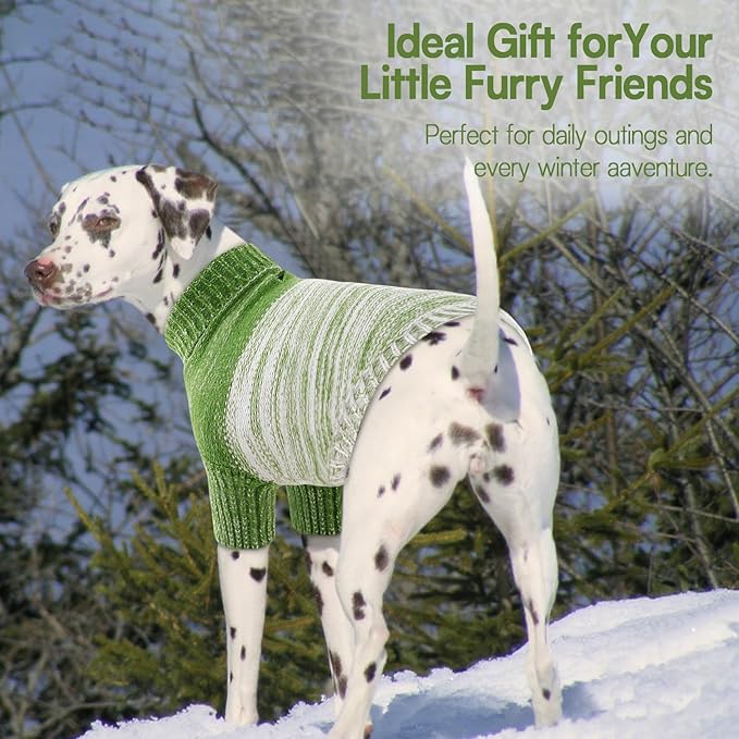 Queenmore Small Dog Sweater, Knitted Pullover Puppy Sweater,Cold Winter Pet Sweaters for Dog Girls Boys, Soft Turtleneck Knit Sweater with Leash Hole,Long Sleeves Christmas DogSweater(Green,S)